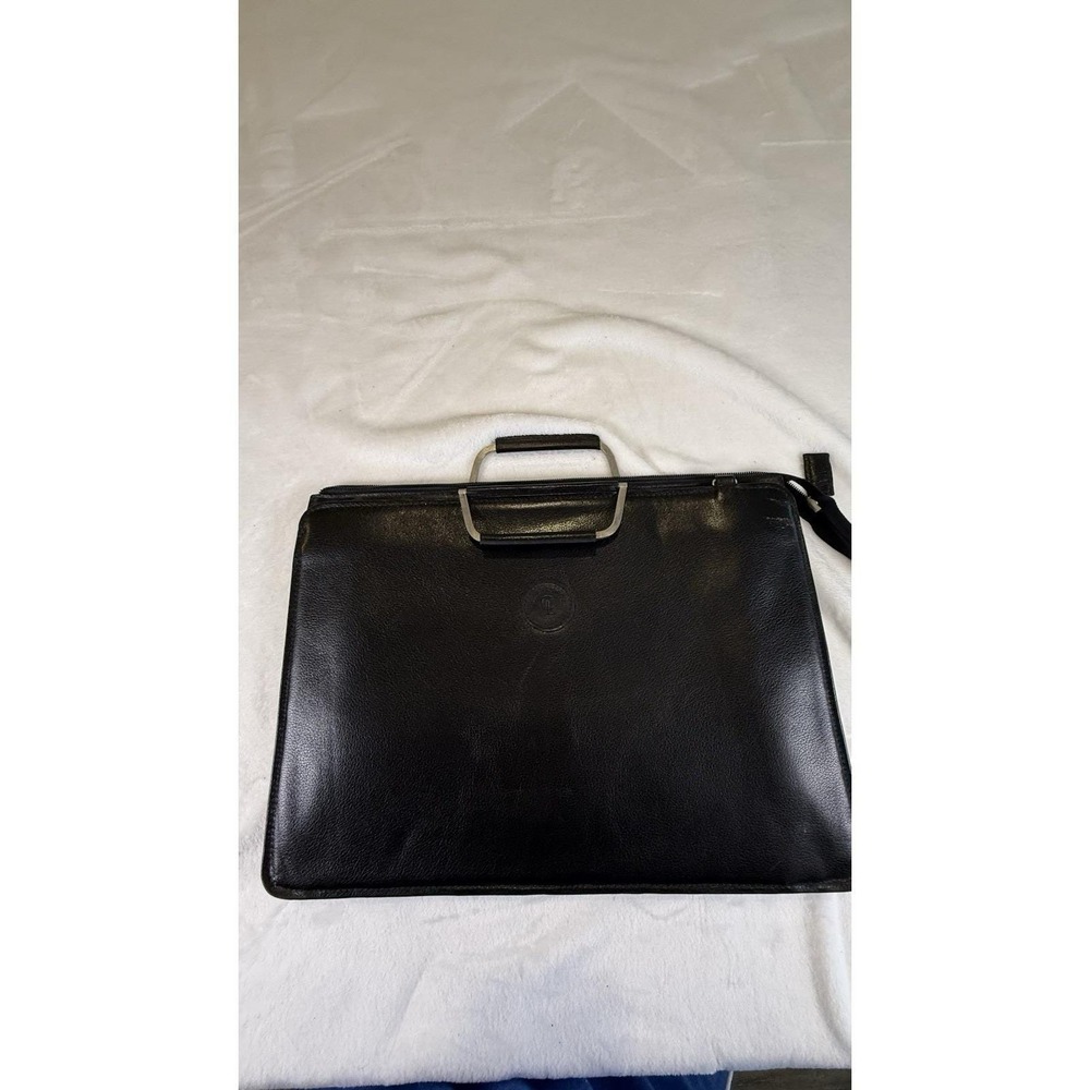 Vintage Casa Lopez Black Leather Portfolio Briefcase Bag Made in Italy Zip